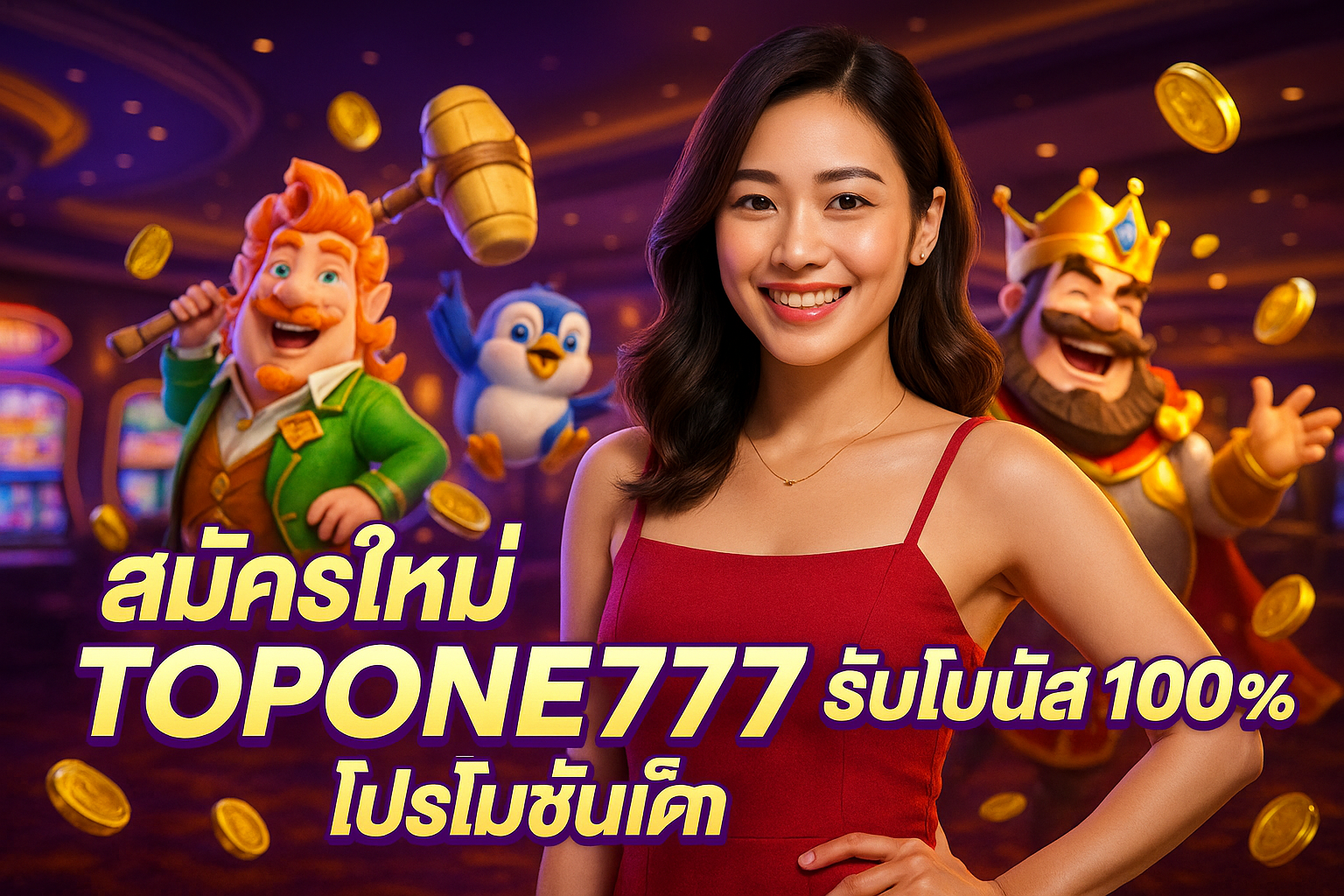 สมัครสมาชิกที่ TOPONE777 รับโบนัส 100%